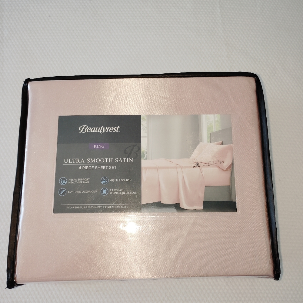 Beautyrest Ultra Smooth Satin 4 Piece King Sheet Set.